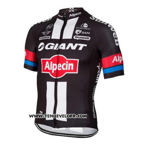 2016 Maillot Ciclismo Giant Alpecin Noir et Rouge Manches Courtes et Cuissard